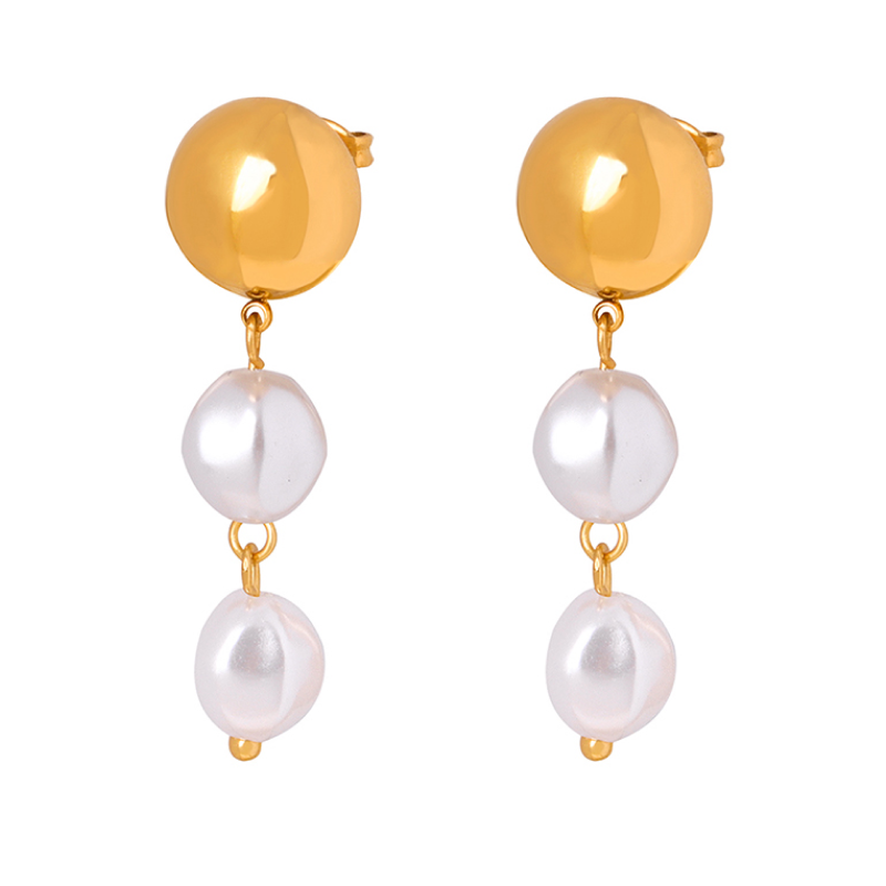 Double-pearl Spherical Earrings